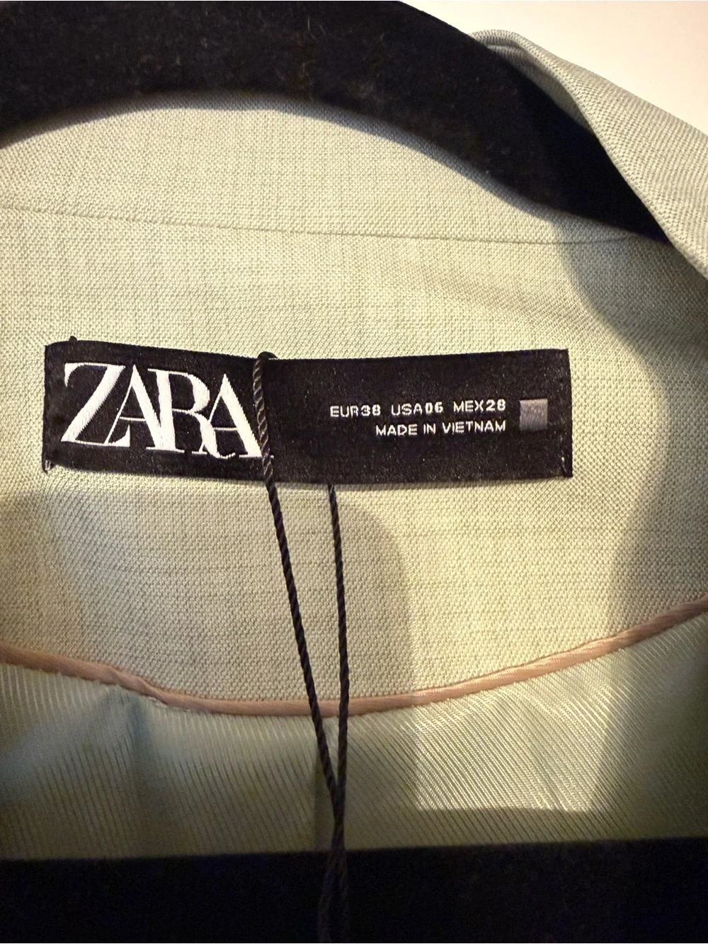 Zara Sage Green Inverted Lapel Blazer - Single Button - Size M